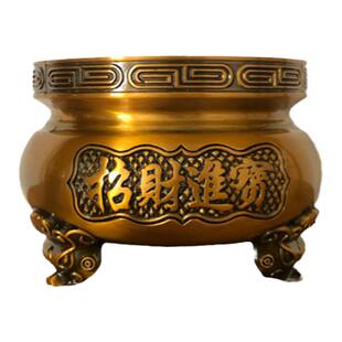 香炉家用纯铜合金招财佛堂供奉香插炉线香室内外香熏炉三足檀香碗