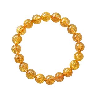 正品巴西天然黄水晶手链招金发晶手串真财钛晶转纯宝石级运首饰女