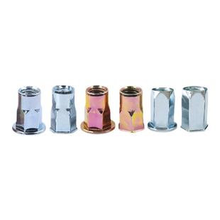 现货蓝白彩锌内外平头半全六角通盲孔拉铆螺母小沉头英美制拉卯帽