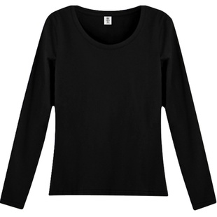 纯棉修身低领打底衫女内搭春秋冬季黑色圆领长袖T恤上衣洋气秋衣