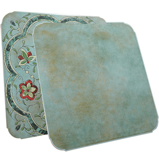 客厅厨房露阳台庭院新疆圆角绿拼花复仿古美式地板磁瓷砖500X500