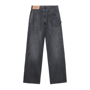 IT JW Anderson男装宽松牛仔裤长裤新款酷感有型水洗磨白直筒裤