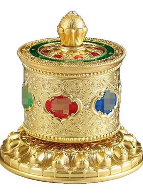 藏式指捻车载民族转轮铜合金精致雕花指捻摆件转动顺滑持久不卡顿