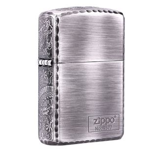 打火机zippo正版古银盔甲男士煤油芝宝限量绝版盘龙纹送礼zp