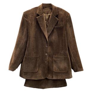 特价穿搭一整套高级感西装马甲上衣女高腰直筒包臀裙时尚三件套潮