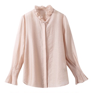 【温润如玉】醋酸+莱赛尔天丝 中式国风蕾丝花边拼接皱感肌理衬衫