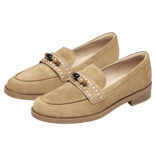 KISSCAT接吻猫[春和景明]复古乐福鞋26春新民族风绒面乐福鞋薄底