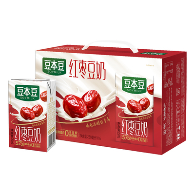 豆本豆唯甄红枣味豆奶250ml*16盒整箱装学生早餐奶正品奶原味健康