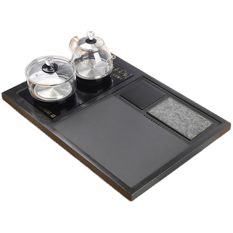 天然整块乌金石茶盘全自动一体茶具套装家用功夫电热炉简约大茶台
