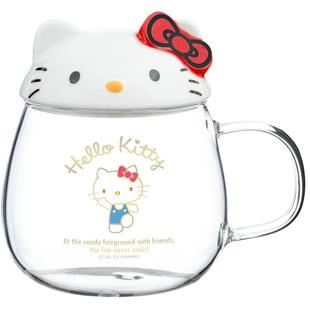HelloKitty卡通玻璃杯水杯带盖可爱2026新款女生夏天家用牛奶杯子