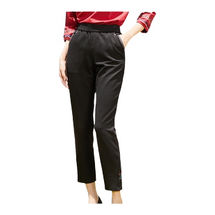 葵牌妈妈裤子秋新款中老年长裤大弹力收腰显瘦绣花百搭休闲裤女