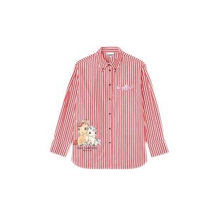 【新年系列】GANNI女装 经典马年印花红色条纹衬衫 A1040122396