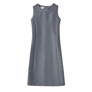 毛呢背心裙秋冬2025新款显瘦中长款A字连衣裙加厚圆领百搭马甲裙