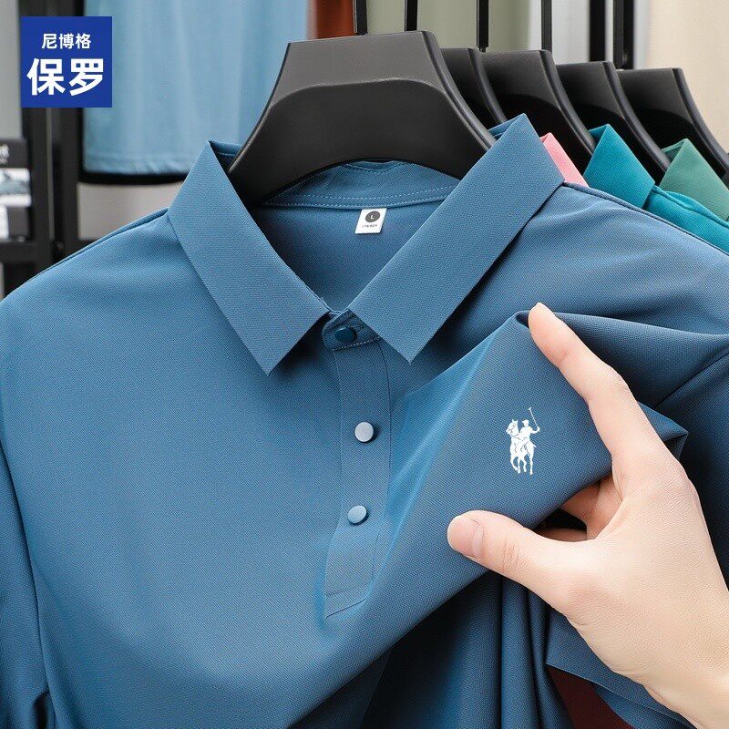 尼博格保罗男士夏季商务休闲冰丝凉感半袖透气翻领短袖POLO衫