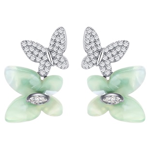 一撇一捺YPYN蝶梦翩然耳钉绿色蝴蝶耳环小清新耳饰2025年春季新品