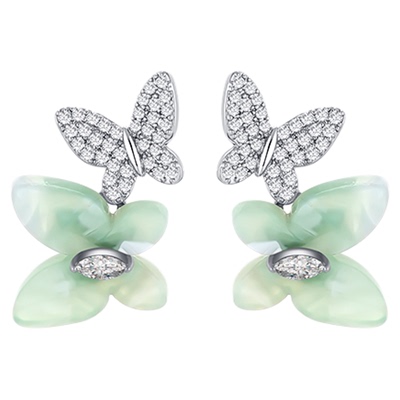 一撇一捺YPYN蝶梦翩然耳钉绿色蝴蝶耳环小清新耳饰2025年春季新品