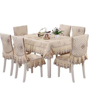 欧式餐桌布中式椅垫椅套套装 布艺连体田园椅子套坐垫餐椅垫套装