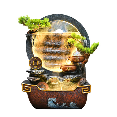 假山流水生财风水轮摆件循环水景