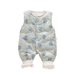 一岁宝宝裤子1a类加绒保暖80码女宝冬装开扣棉裤背带裤婴儿冬加厚