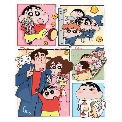 丙烯卡通蜡笔小新数字油画分镜画