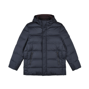 雷迪波尔男装羽绒服2025冬季新款连帽撞色老钱风休闲纯色羽绒外套