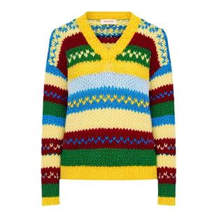 CLOUDSEASON条纹间色毛衣春秋2025新款小个子慵懒风条纹加厚上衣