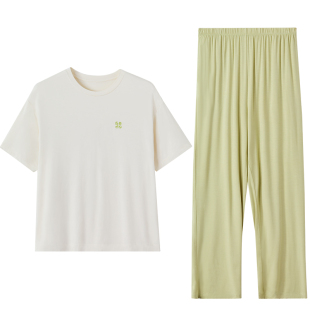 红豆【小海风】情侣睡衣短袖长裤优可丝套头女春夏凉感家居服套装