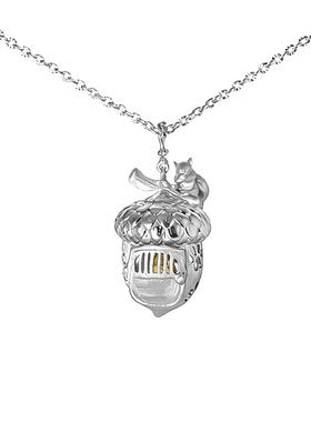 纯银橡果黄水晶松鼠吊坠