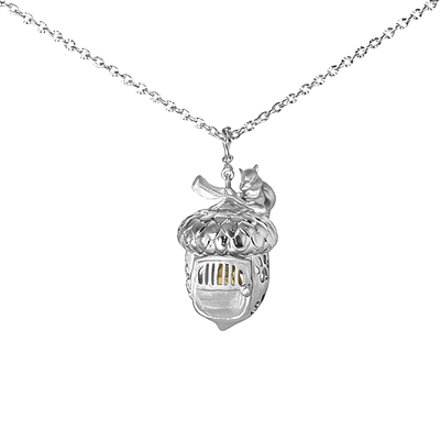 纯银橡果黄水晶松鼠吊坠