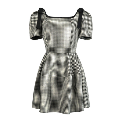 学院风格子方领连衣裙