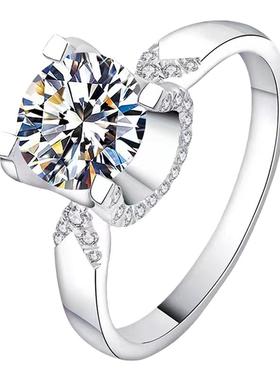 新款燕尾牛头戒指进口D色莫桑石