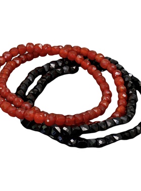 天然红玛瑙黑尖晶方糖串珠手链复古国潮小众个性情侣送礼时尚手串