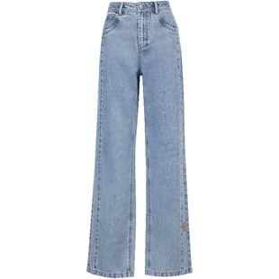 ONLY2026夏季新款通勤高腰宽松遮肉显瘦裤线直筒水洗牛仔裤子女