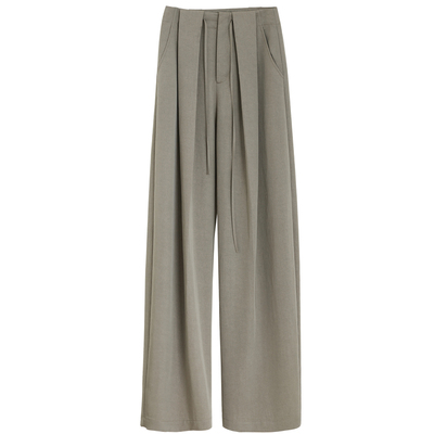 夏莫卡高腰老钱风天丝西装阔腿裤