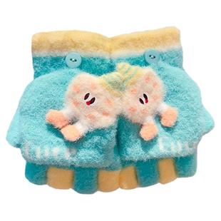 男女童4到9岁翻盖手套儿童冬季新款可爱饼干人写作业防冻保暖手套