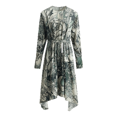 JASONWU通勤鸢尾连衣裙真丝