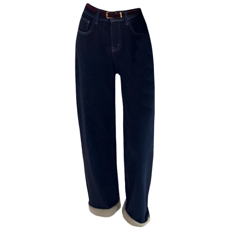 冬加厚绒jeans保暖牛仔老爹跨裤