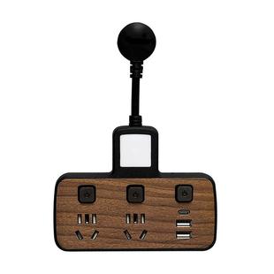 木纹插座多功能转换器电源扩展分插头插线板一转二三多孔接口面板