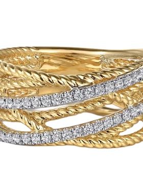 法式交叉螺纹编织单戒通勤双色