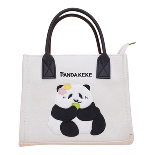 成都熊猫帆布布包花花文创女包旅游纪念品小包设计托特包白色可爱