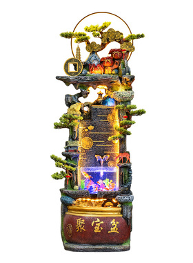 聚宝盆假山流水喷泉摆件