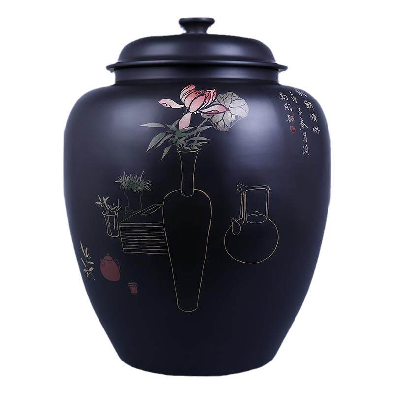 建水紫陶大茶叶罐26饼散茶6斤半