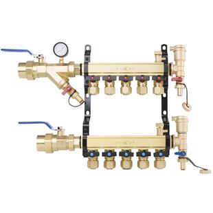 天一金牛地暖分水器暖气地热铜材一体大流量家装32/1寸支路20/4分