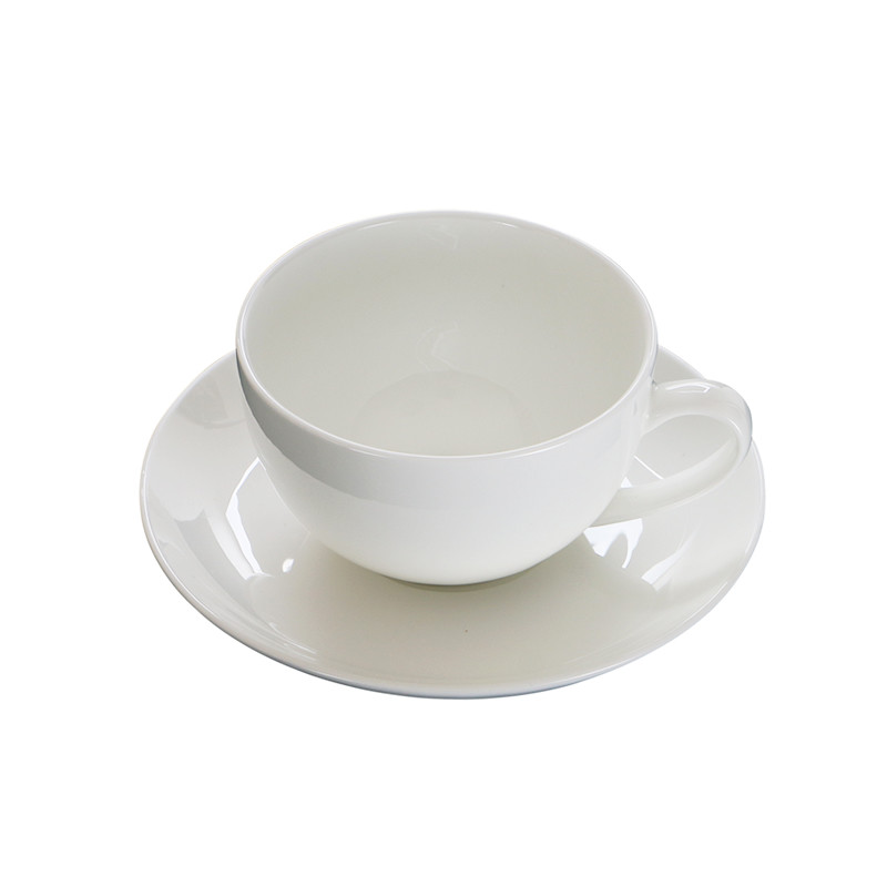 骨瓷咖啡杯碟简约纯白色250毫咖啡杯