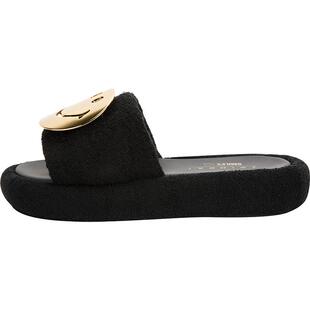 joshua sanders女士绒面金属笑脸装饰都市休闲厚底拖鞋