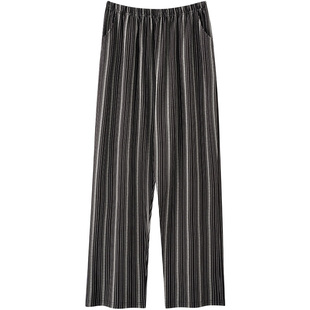 复古日系男士睡裤男春秋季纯棉显瘦条纹懒人长裤单件休闲家居裤子