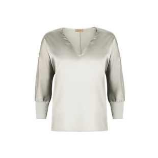 【季末折扣】FALCONERI女士舒适混纺V领九分袖桑蚕丝罩衫DML406X