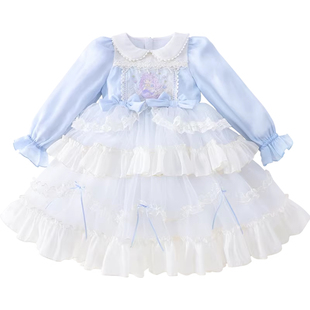 米米哈罗女童连衣裙春装2026新款儿童洛丽塔公主裙女孩生日礼服裙