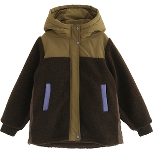 NNGZ设计师女童羊羔毛毛绒外套冬季防风保暖儿童棉服加厚童装棉衣