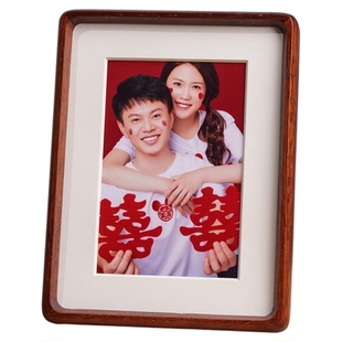登记照结婚照相框实木玻璃圆角摆台挂墙洗照片海马体6寸8寸高级感